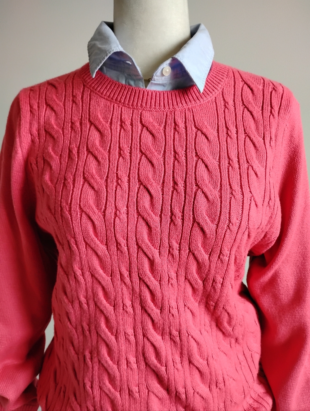 Talbots Cotton Blend Cable Knit Sweater Classic Nantucket Red Preppy Size XL Pet
